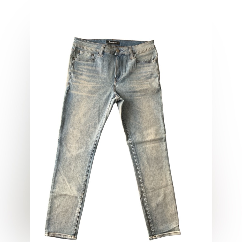 Express Men's Faded Denim Skinny Jeans